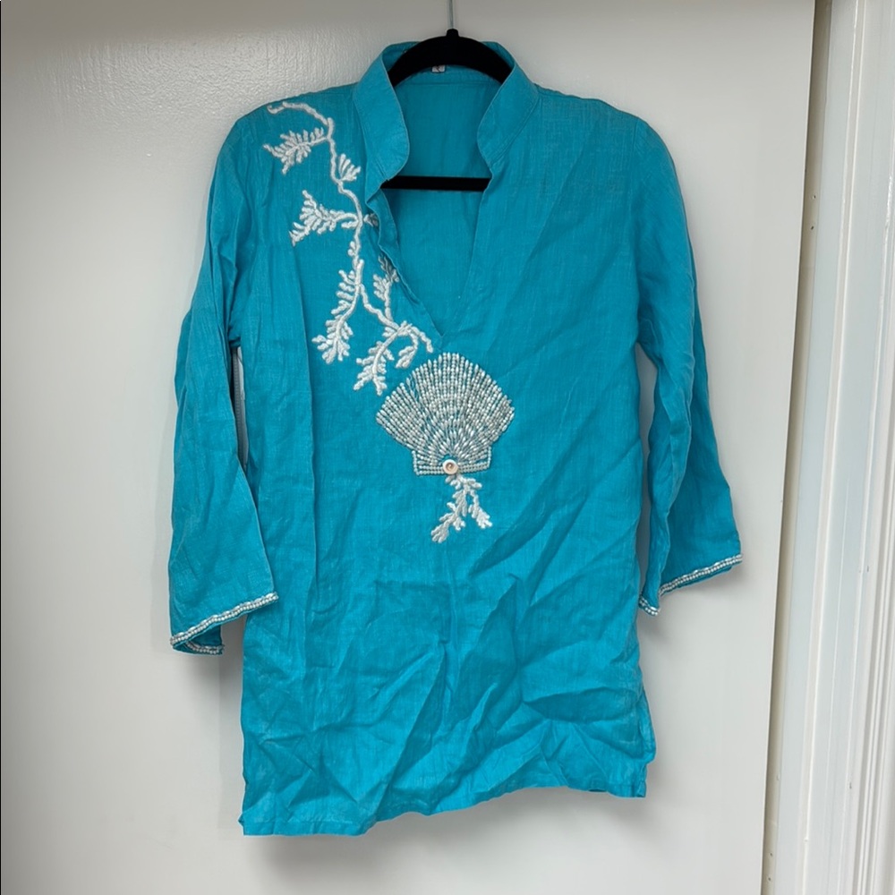 Blue Embroidered Women's Tunic